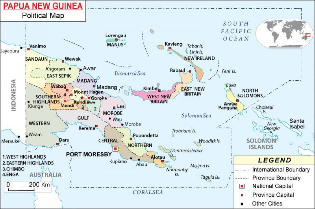 mapa na papua new guinea provincija