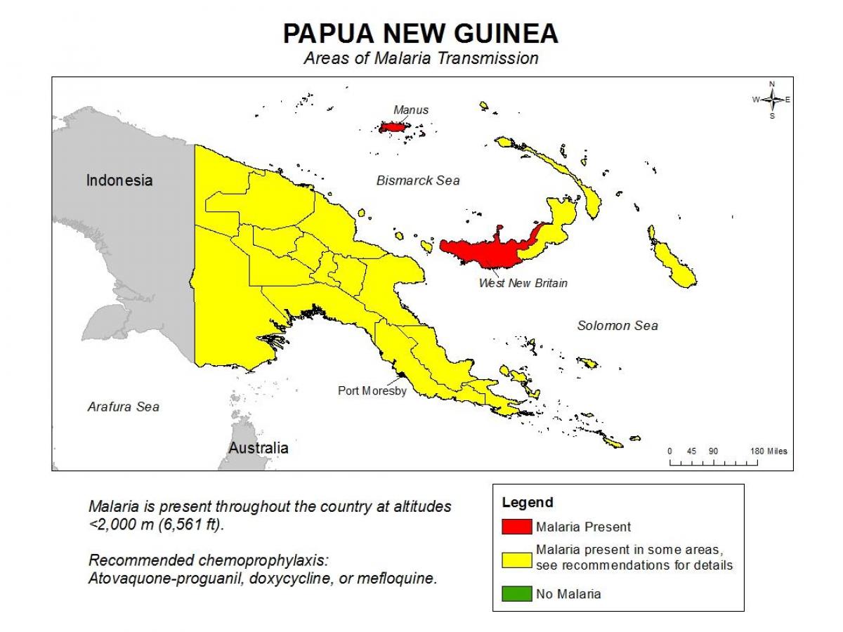mapa na papua new guinea malariju
